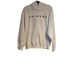 Friends TV Show White Hoodie Sweatshirt Unisex Large Long Sleeve Grunge Y2K